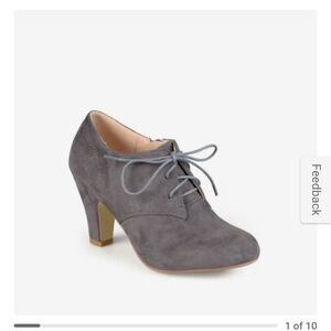 Brand New Jounee Collection Gray Faux  Suede Leona Ankle Bootie Lace Up (9)